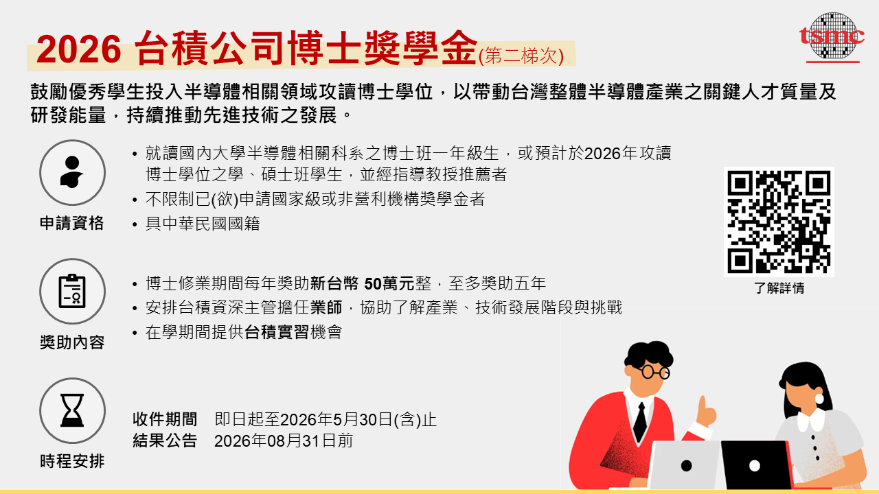 台積電博士獎學金公告